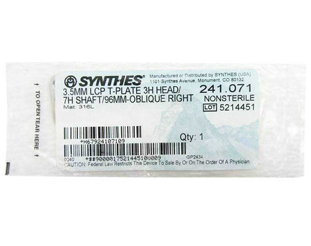    Synthes 3.5mm LCP T-Plate 3H Head/7H Shaft - 241.071