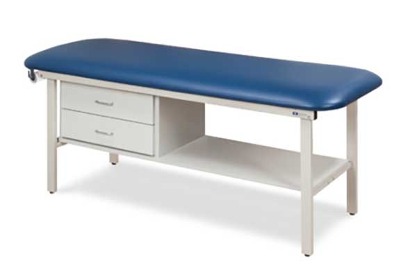 Clinton Flat Top, Straight Line Treatment Table W/ Shelf & Two Drawers SKU: 3130-27