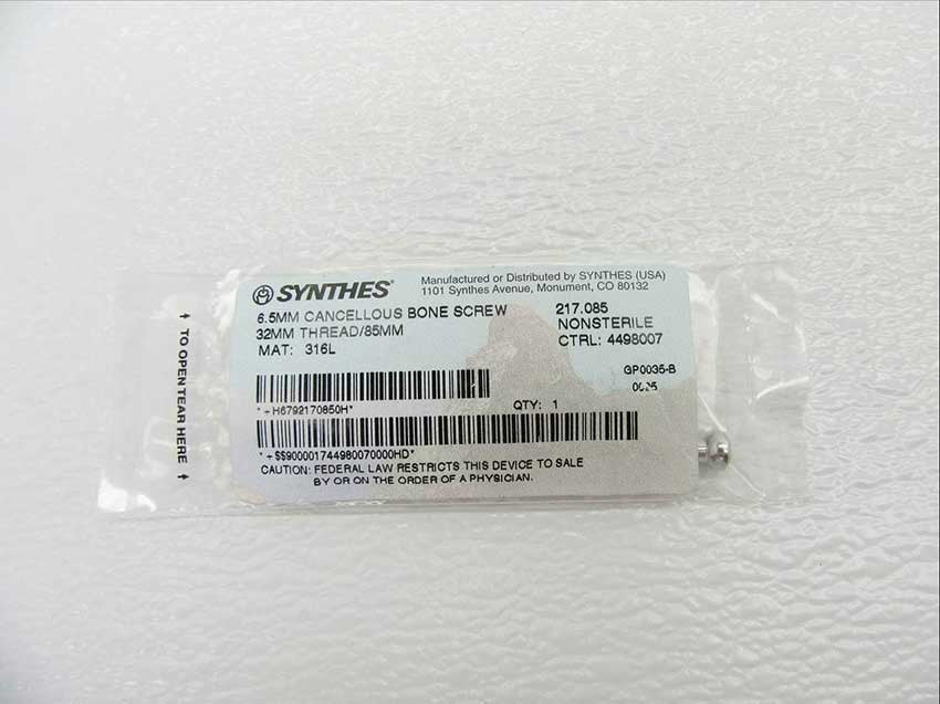    Synthes 6.5mm Cancellous Bone Screw - 217.085