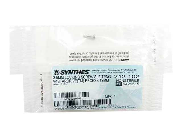   Synthes 3.5mm Self Tapping Locking Screw - 212.102