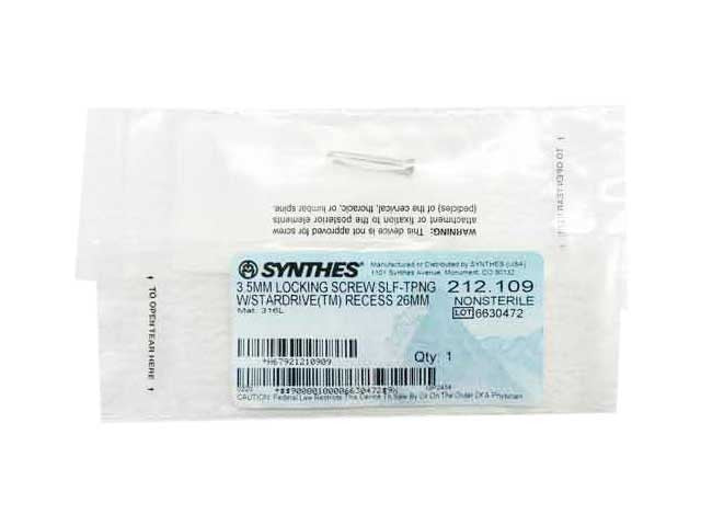    Synthes 3.5mm Self Tapping Locking Screw - 212.109