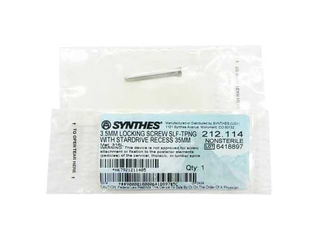    Synthes 3.5mm Self Tapping Locking Screw - 212.114