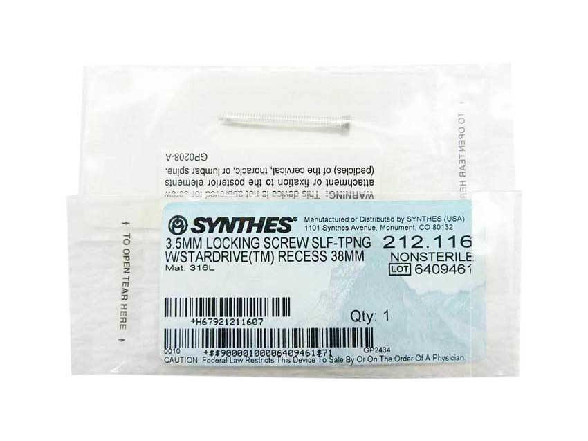    Synthes 3.5mm Self Tapping Locking Screw - 212.116