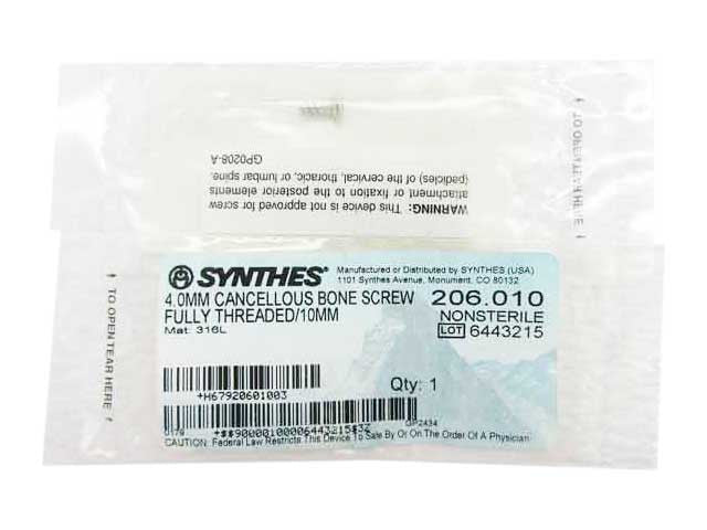    Synthes 4.0mm Cancellous Bone Screw - 206.010