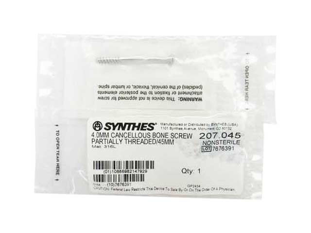    Synthes 4.0mm Cancellous Bone Screw - 207.045